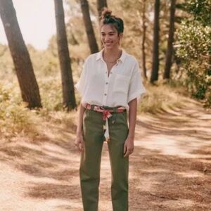 Sezane Manu Trousers in Khaki, size 42/ US 10